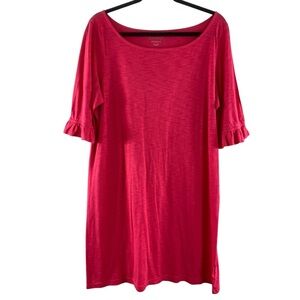 Lilly Pulitzer Pinkish Red Flutter‎ Sleeve 100% Pima Cotton Dress Sz XL